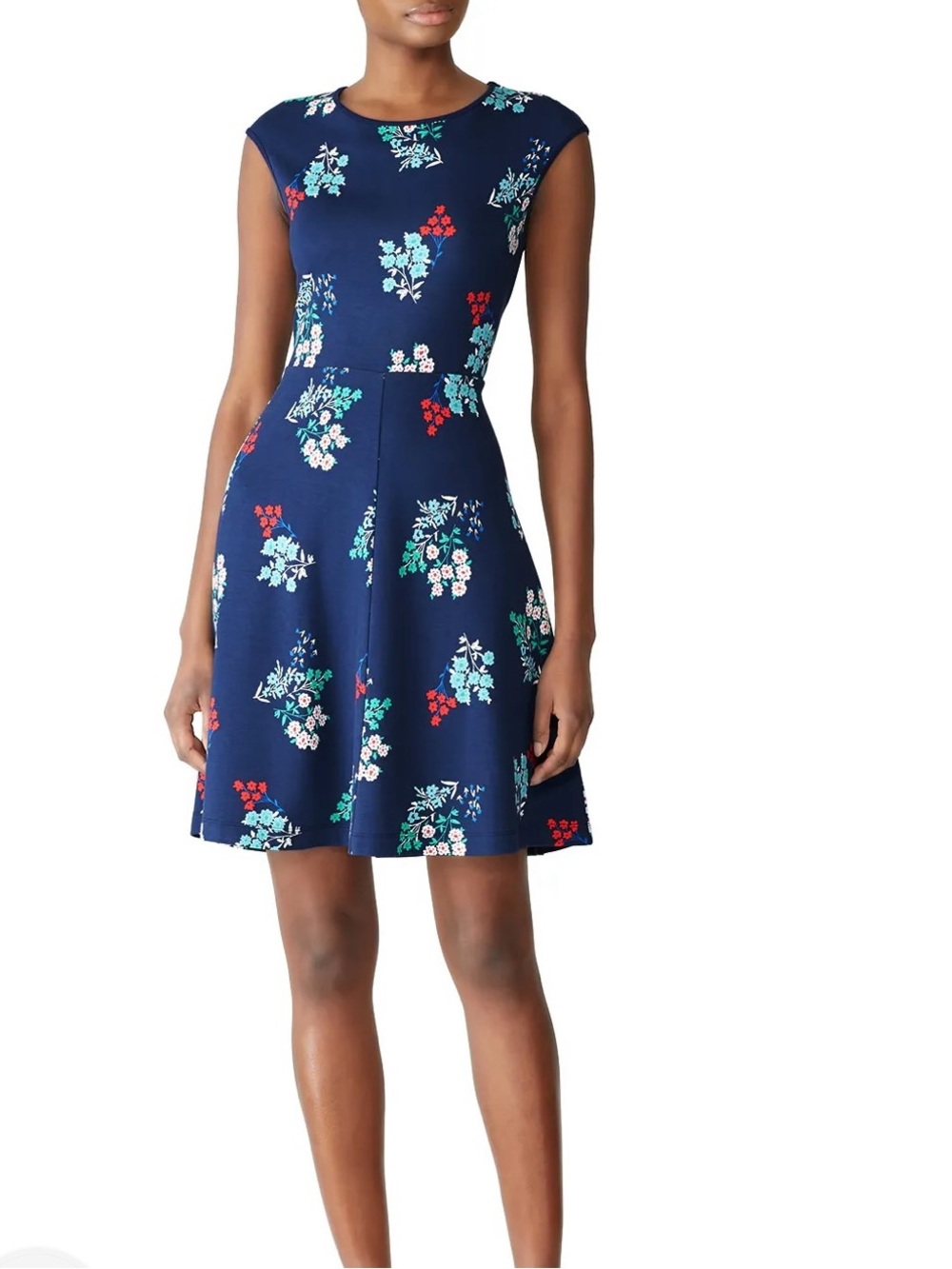 Draper James NEW Floral Ponte Dress in Spring Bouquet Nassau Navy Multi Womens M